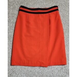 Worthington Orange A-Line Skirt Black Stripe Detail Preppy Career Wear Size 10